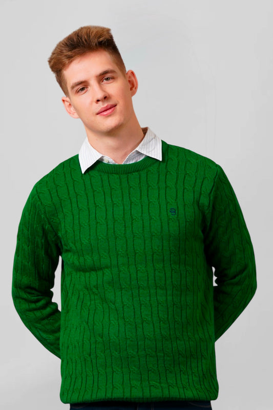 Shamrock Green Cable-knit Pullover