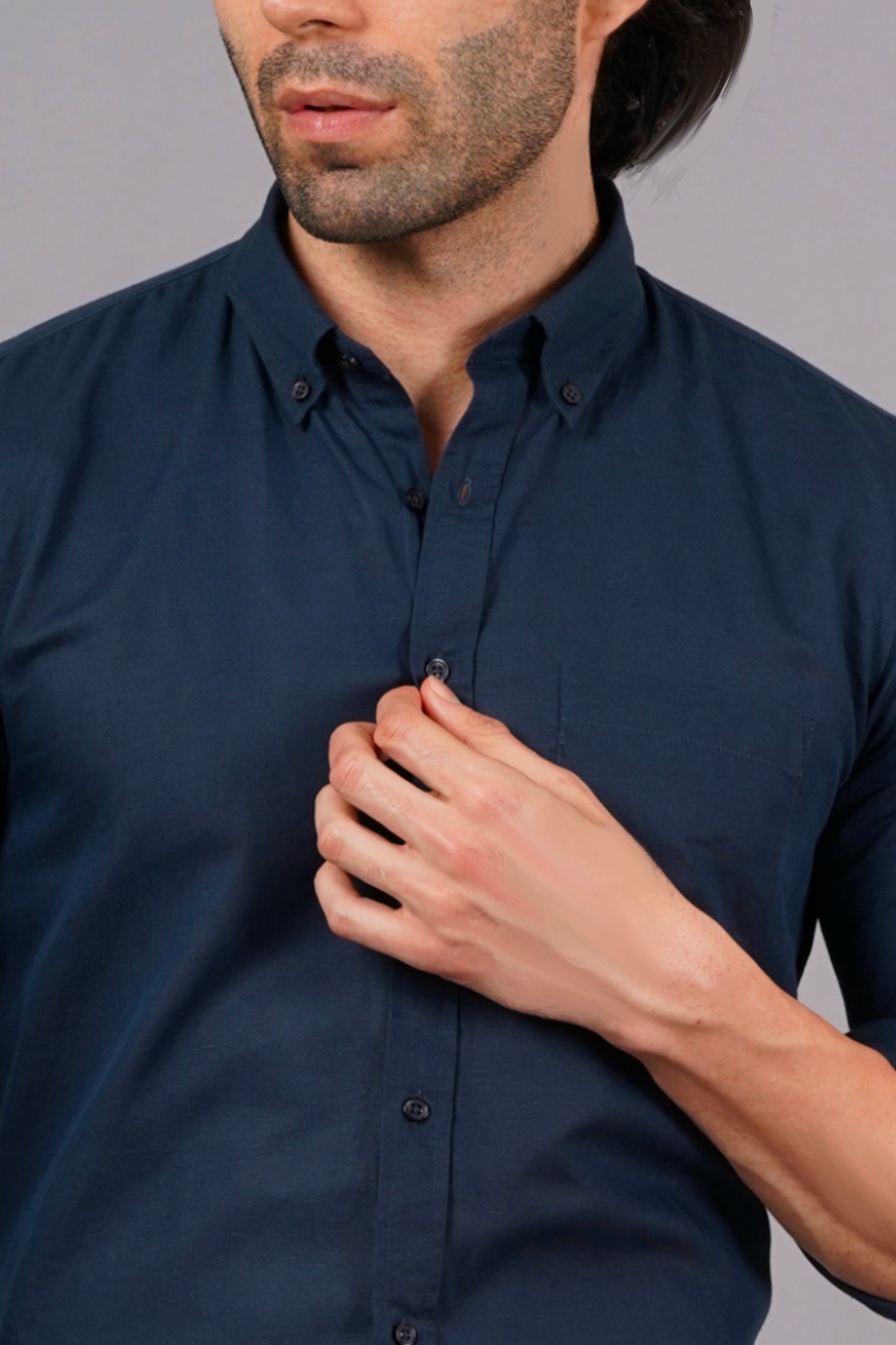 Twilight Navy Full Sleeves Linen Shirt