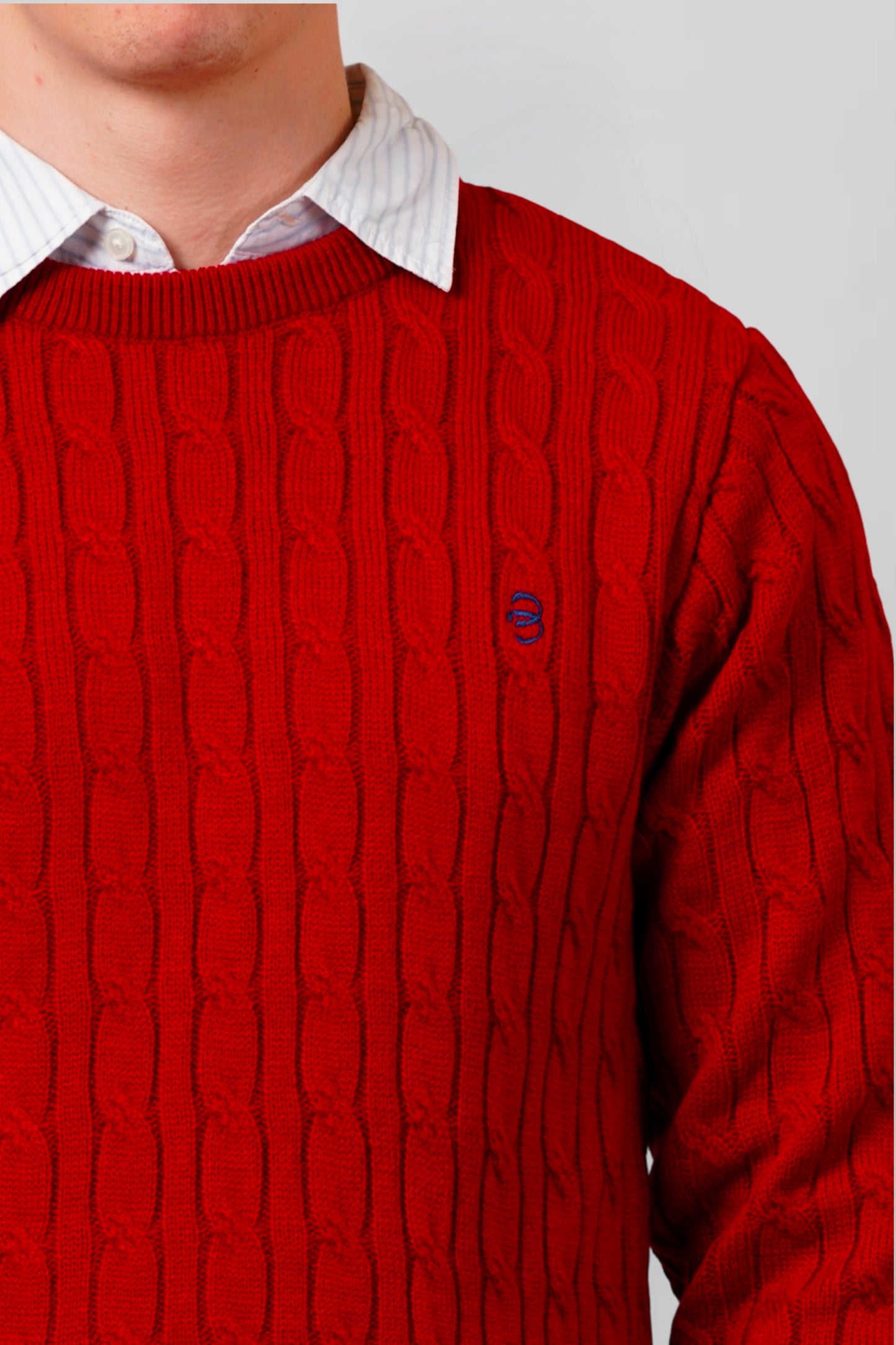 Maple Red Cable-Knit Pullover