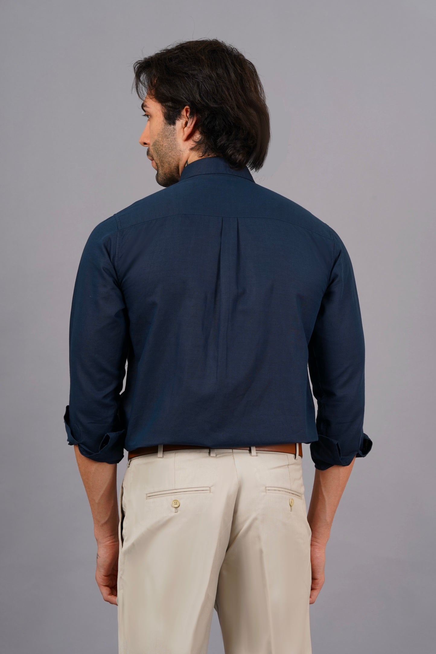 Twilight Navy Full Sleeves Linen Shirt