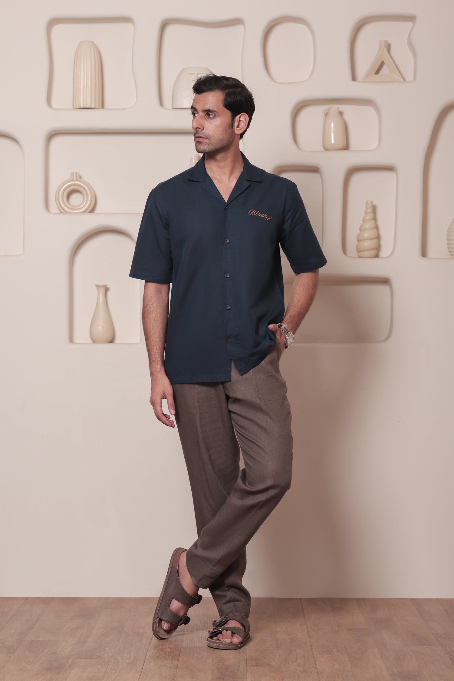 Royal Blue Linen Shirt