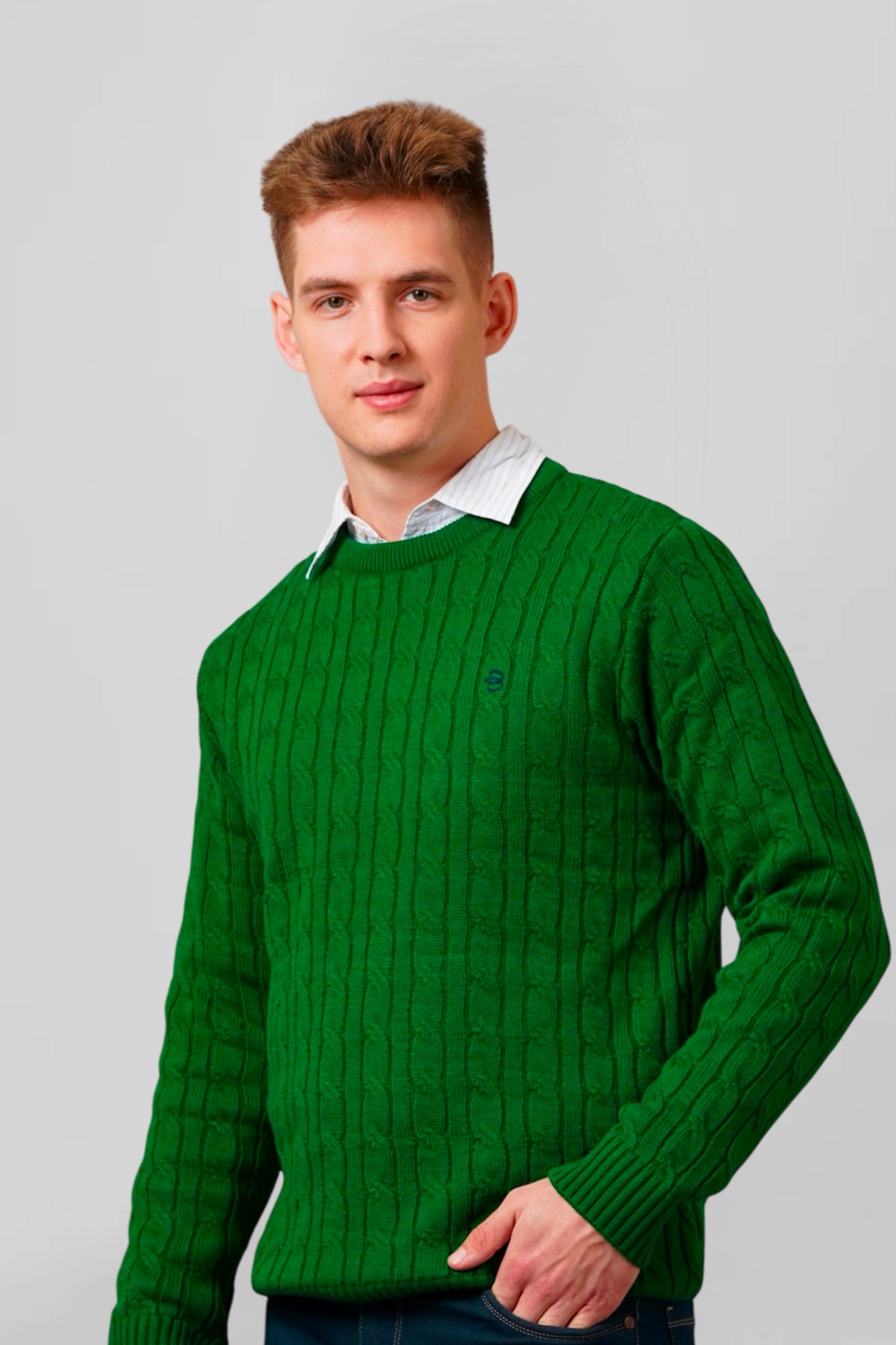 Shamrock Green Cable-knit Pullover