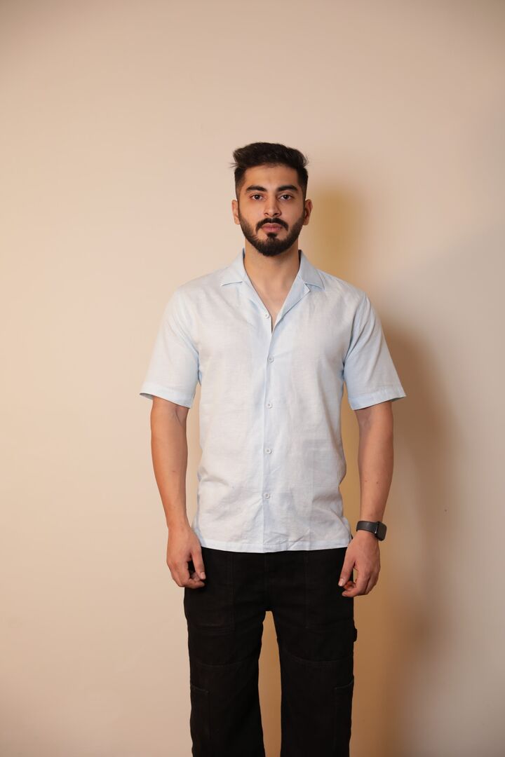 Powder Blue Linen Shirt