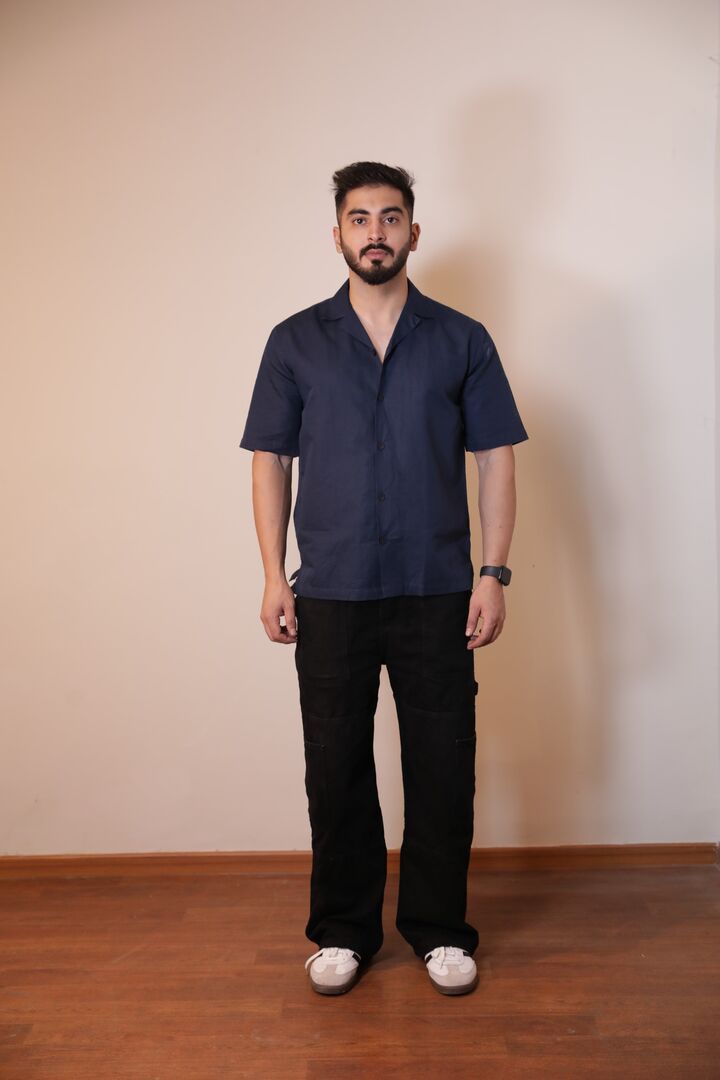 Royal Blue Linen Shirt