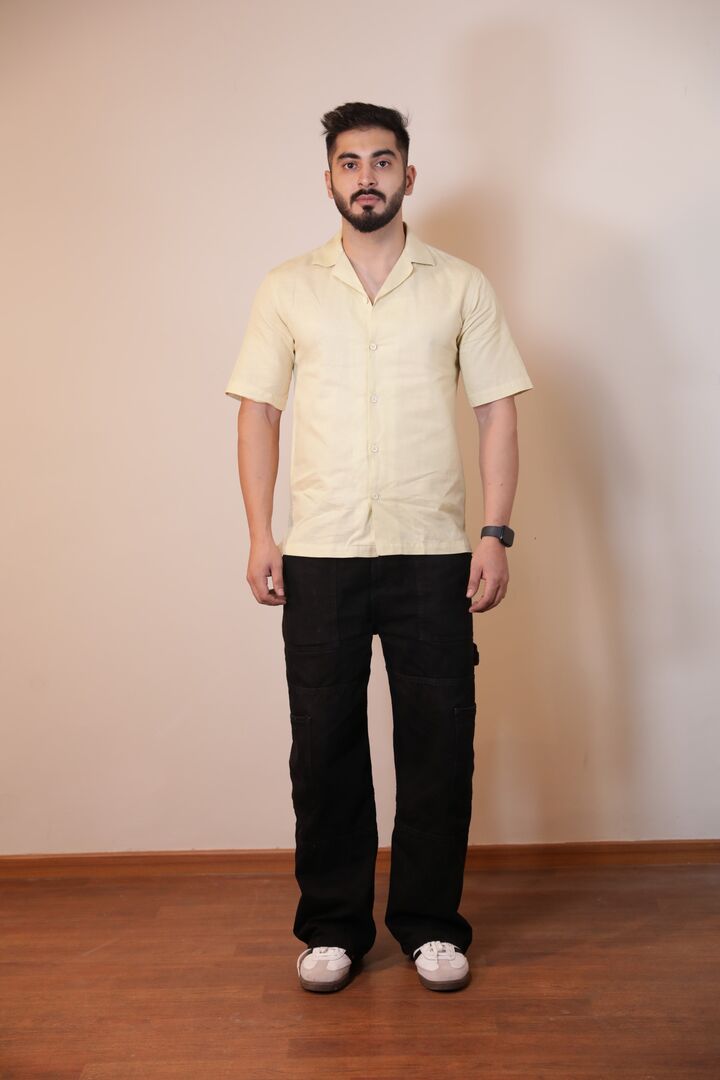 Tan Yellow Linen Shirt