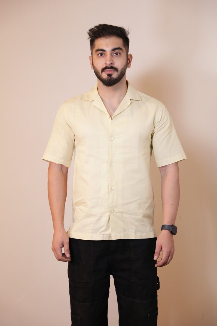 Tan Yellow Linen Shirt