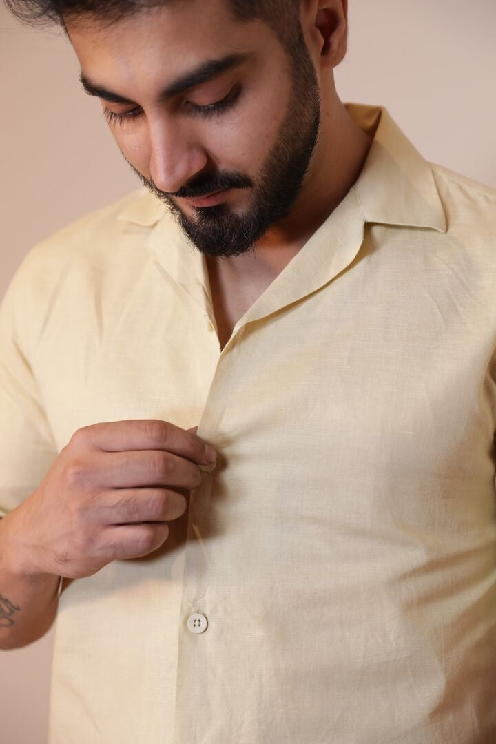 Tan Yellow Linen Shirt