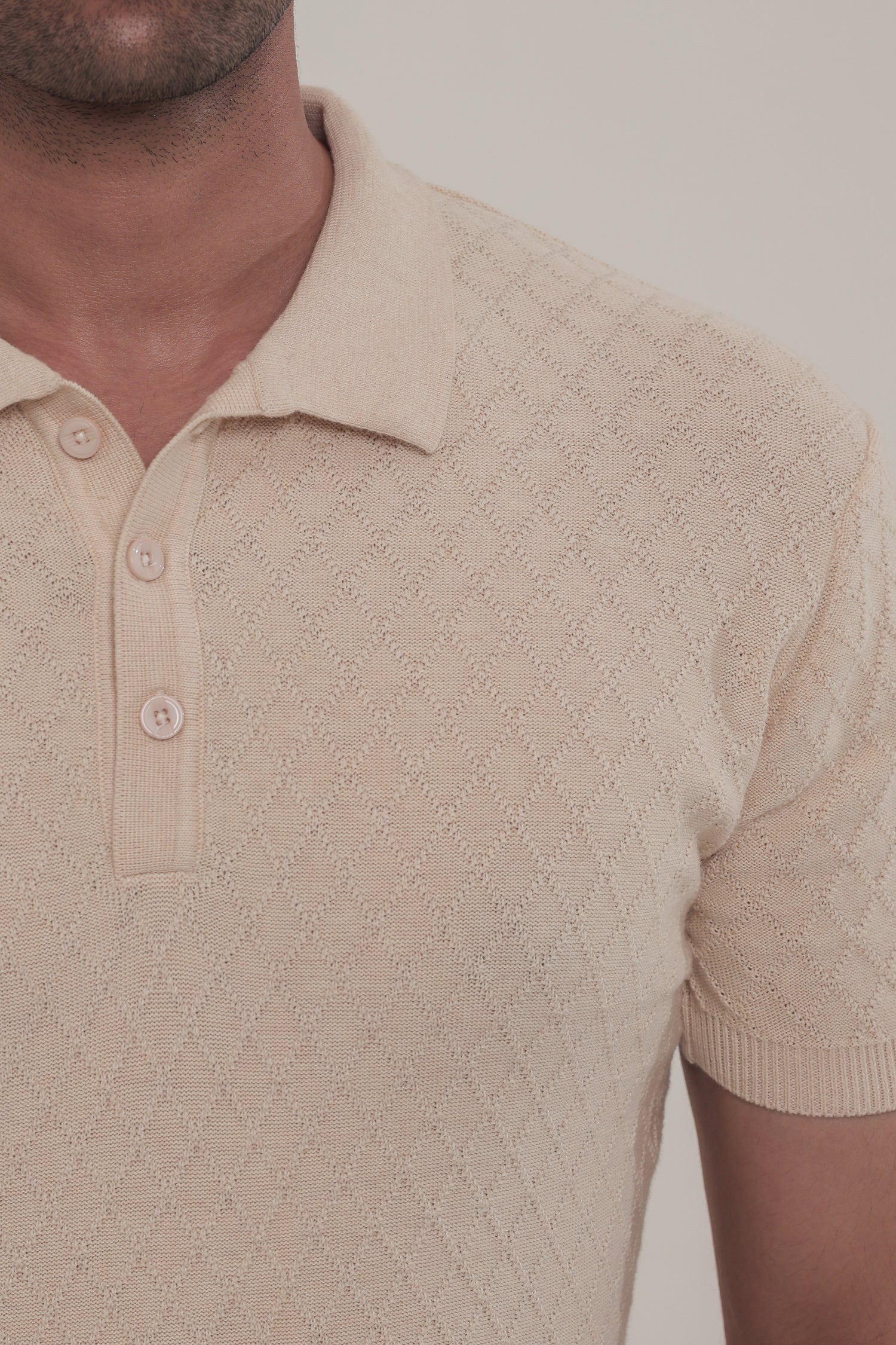 Cedar Beige Knit Polo