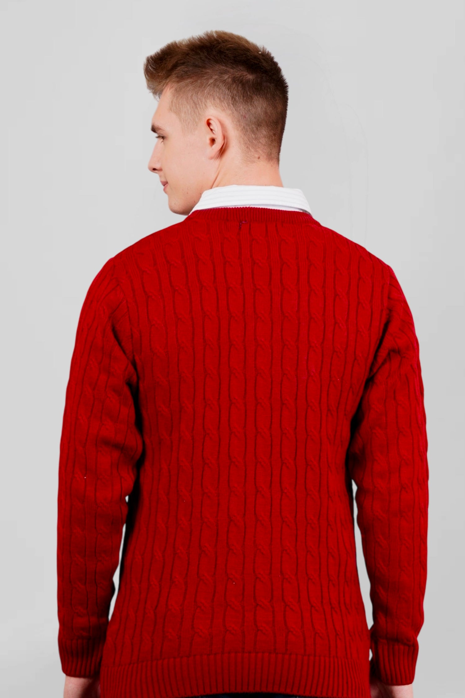 Maple Red Cable-Knit Pullover