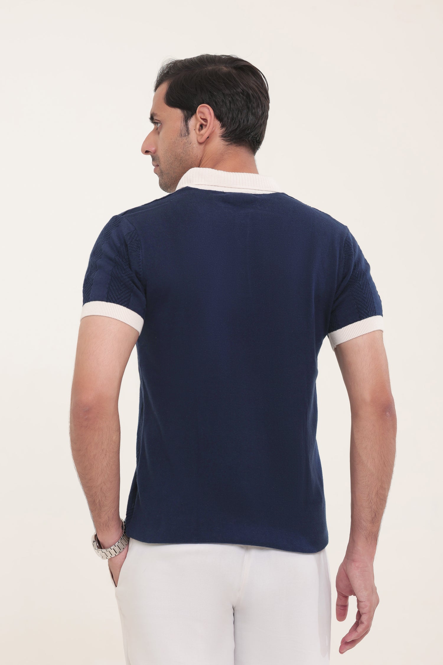 Iris Navy Textured Polo