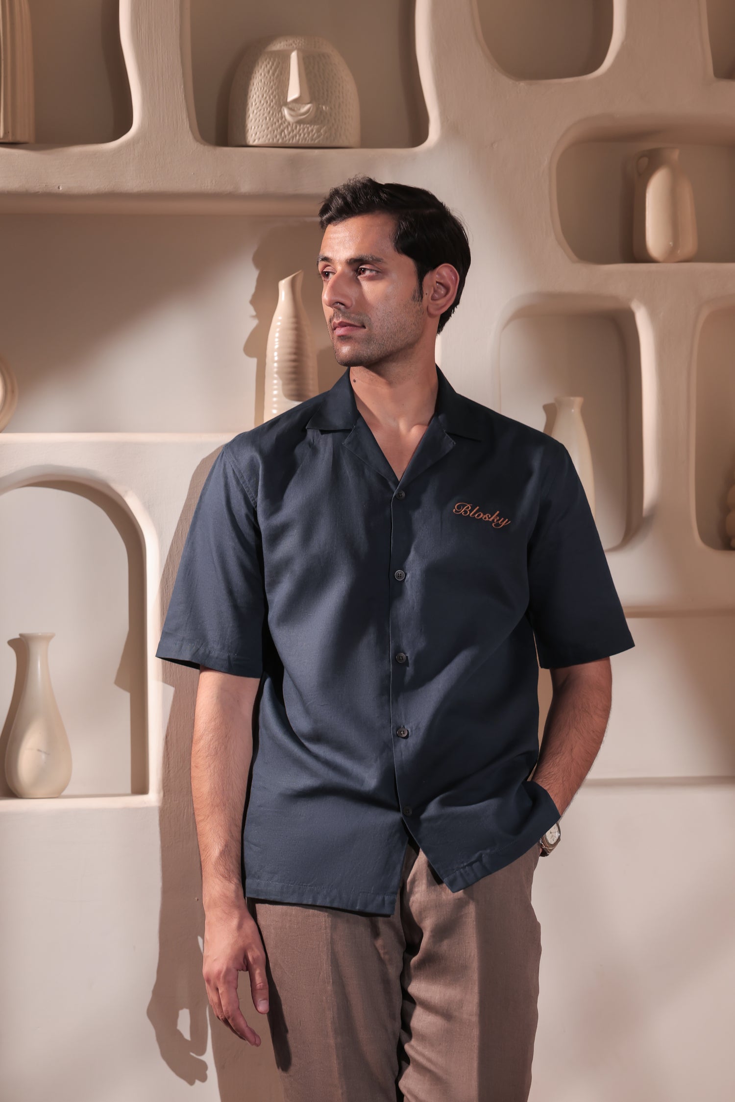 Royal Blue Linen Shirt