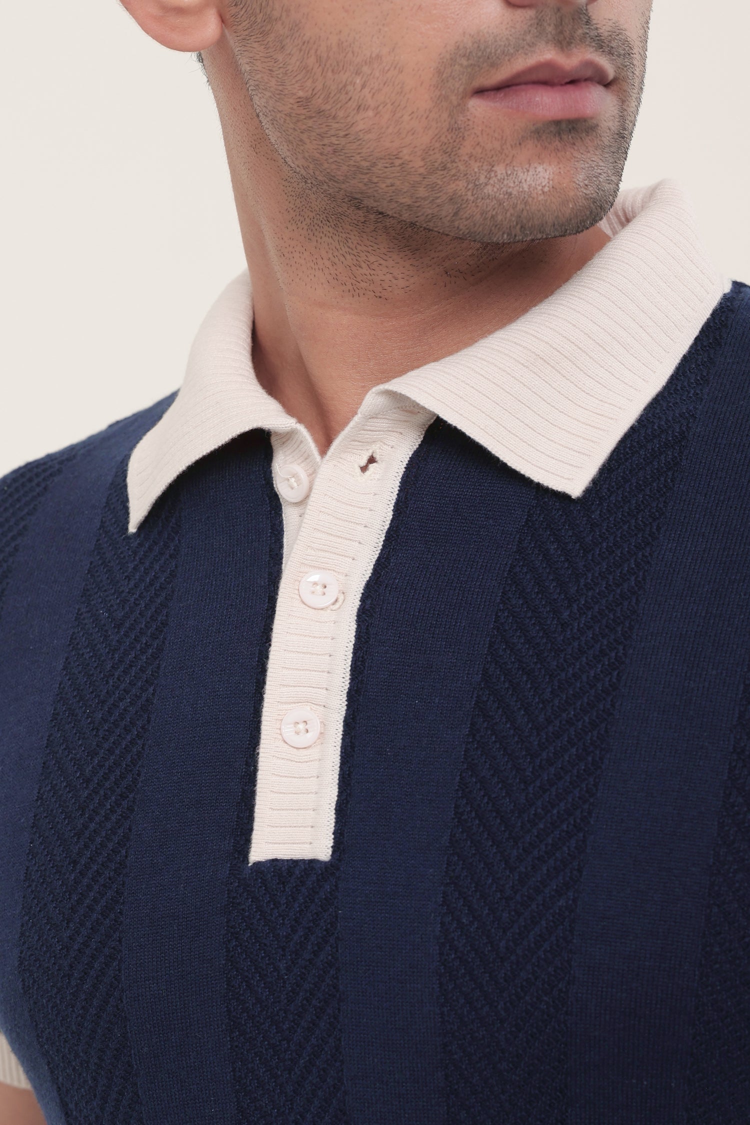 Iris Navy Textured Polo