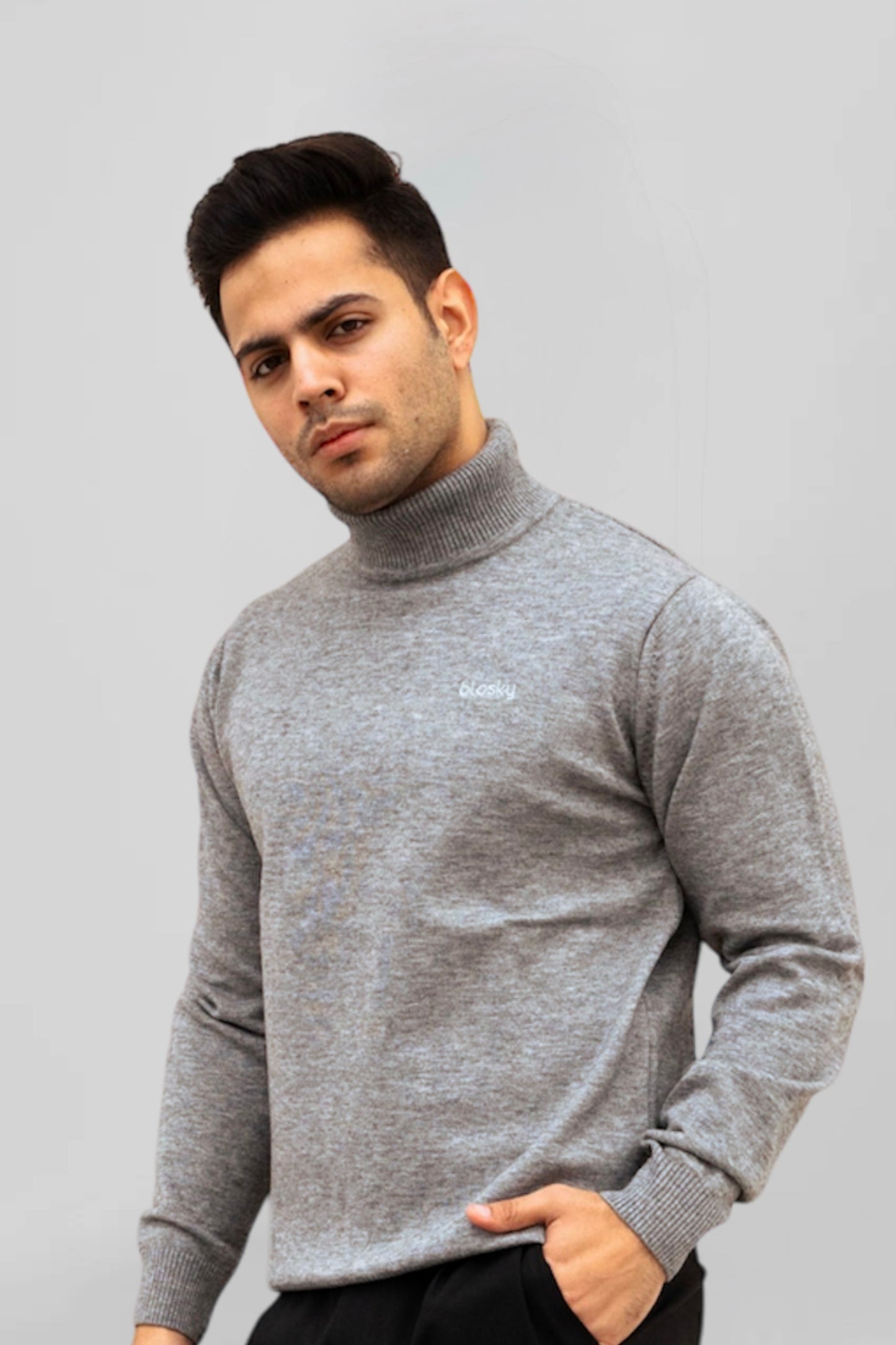 Midnight Grey Highneck Pullover