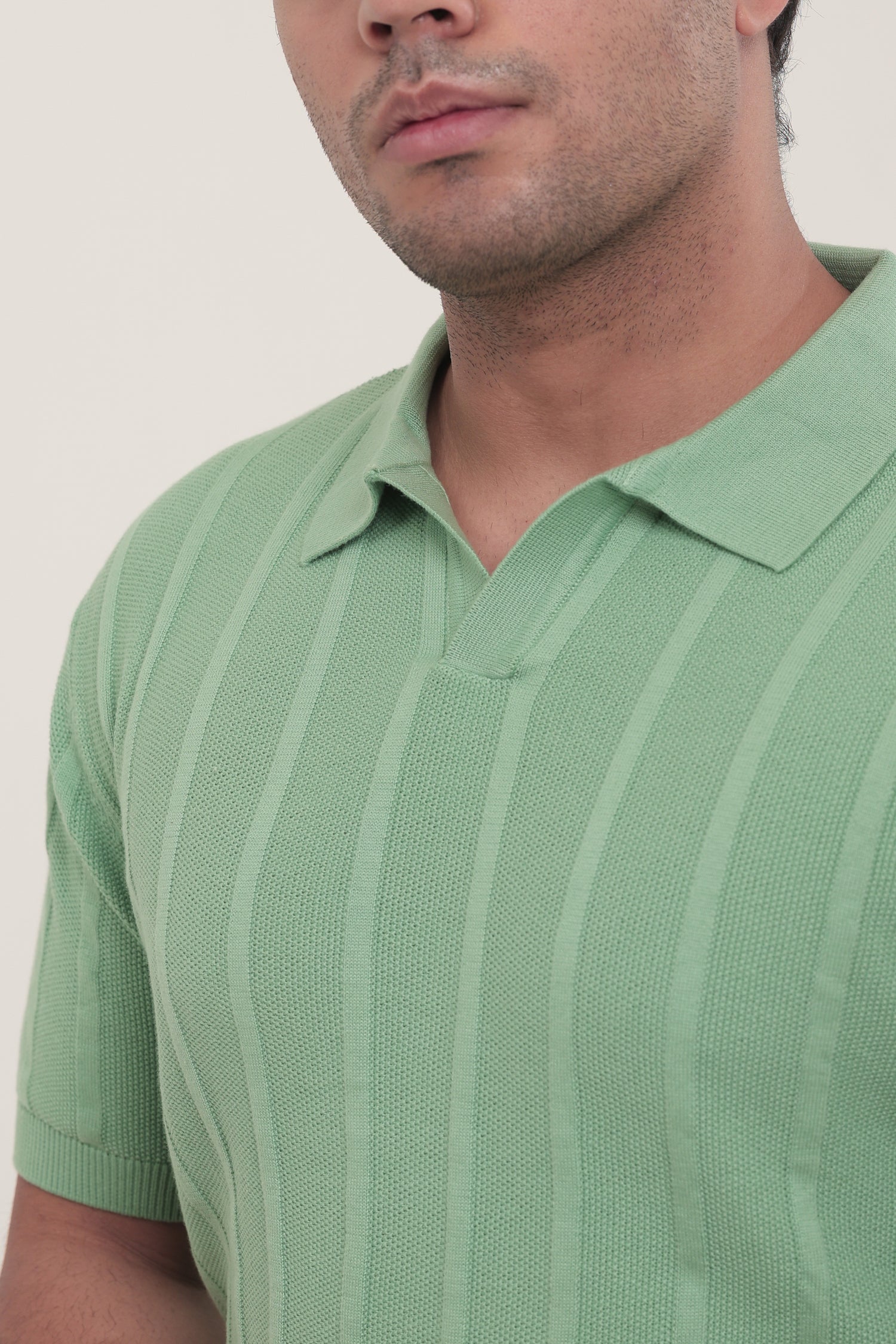 Mint Green Textured Polo