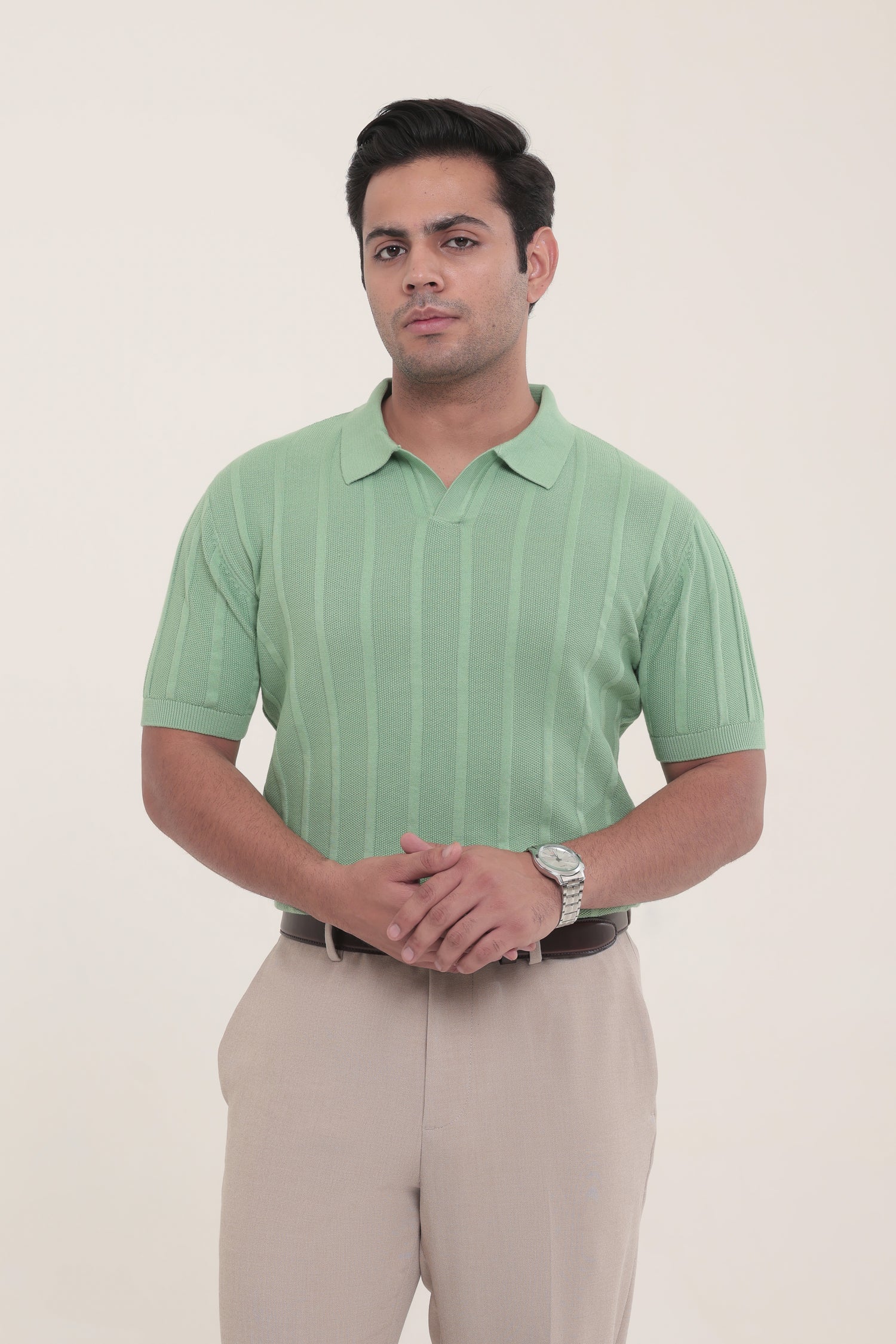 Mint Green Textured Polo