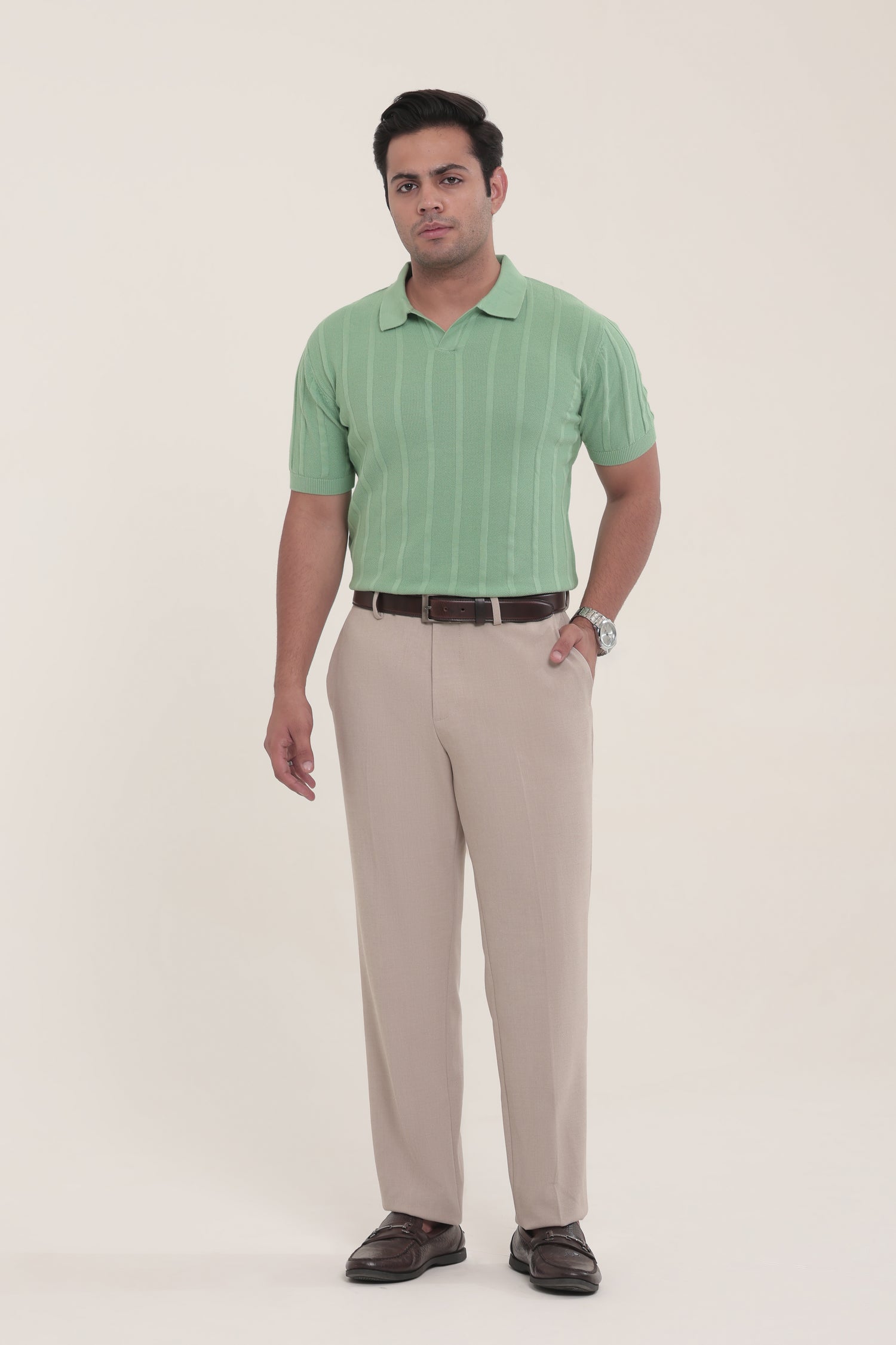 Mint Green Textured Polo