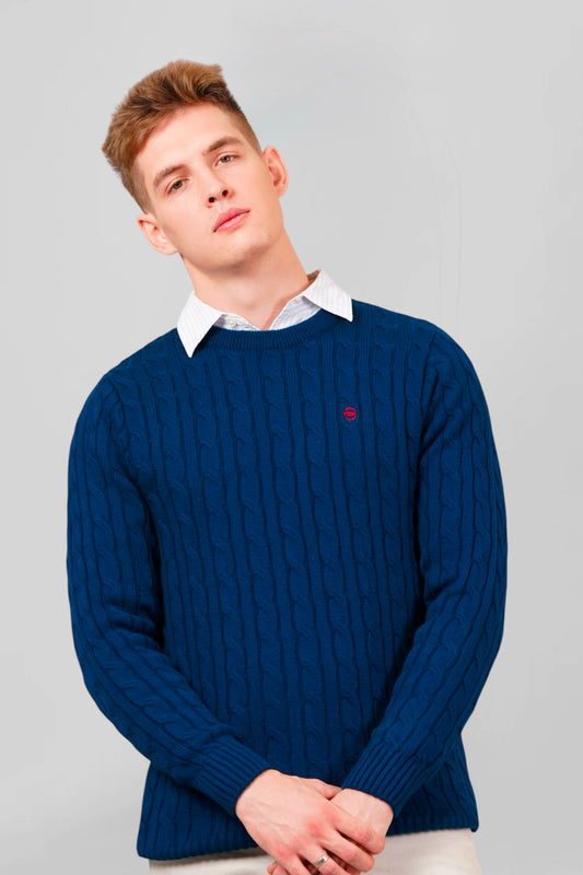 Fern Blue Cable-knit Pullover