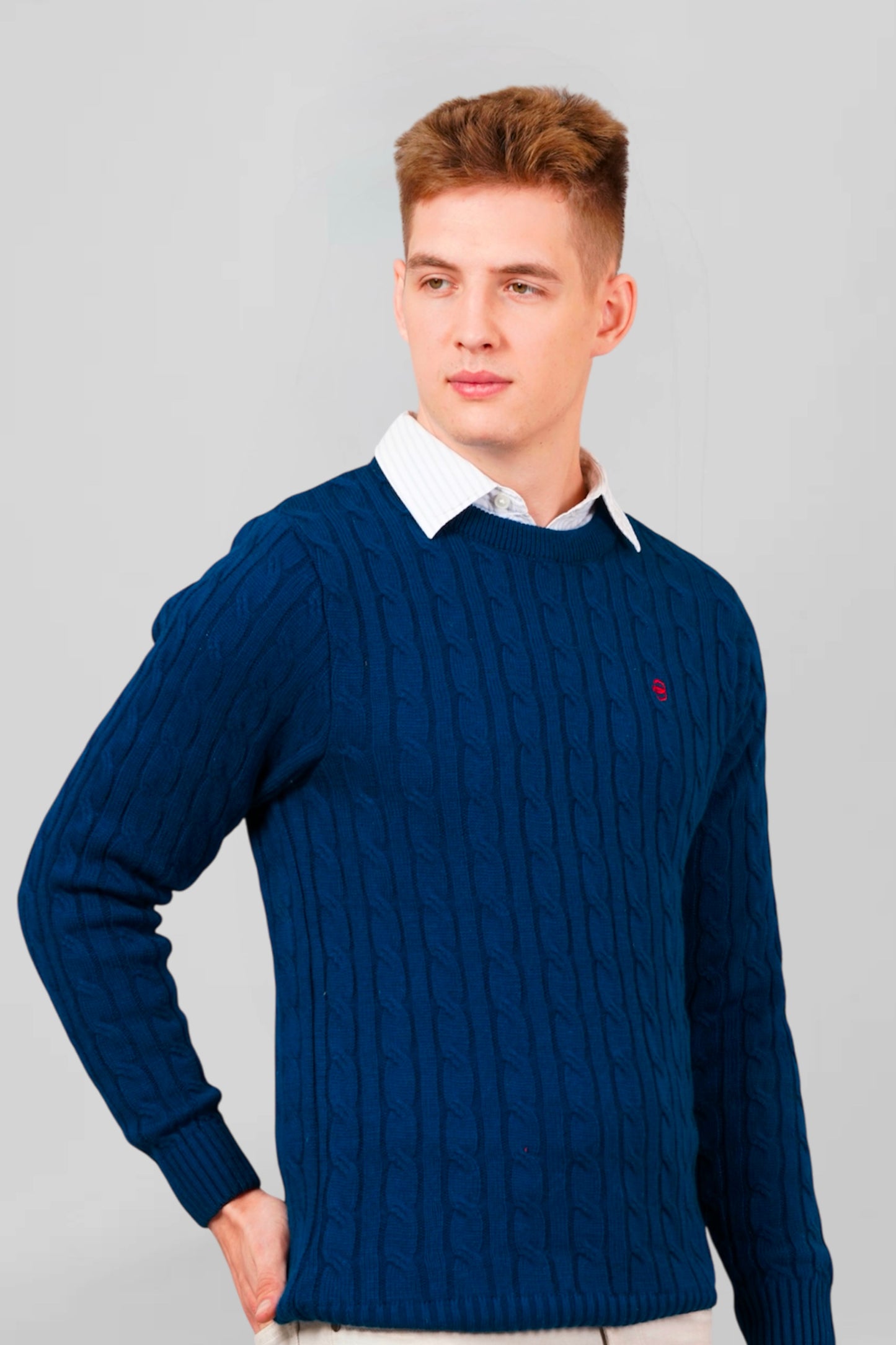 Fern Blue Cable-knit Pullover