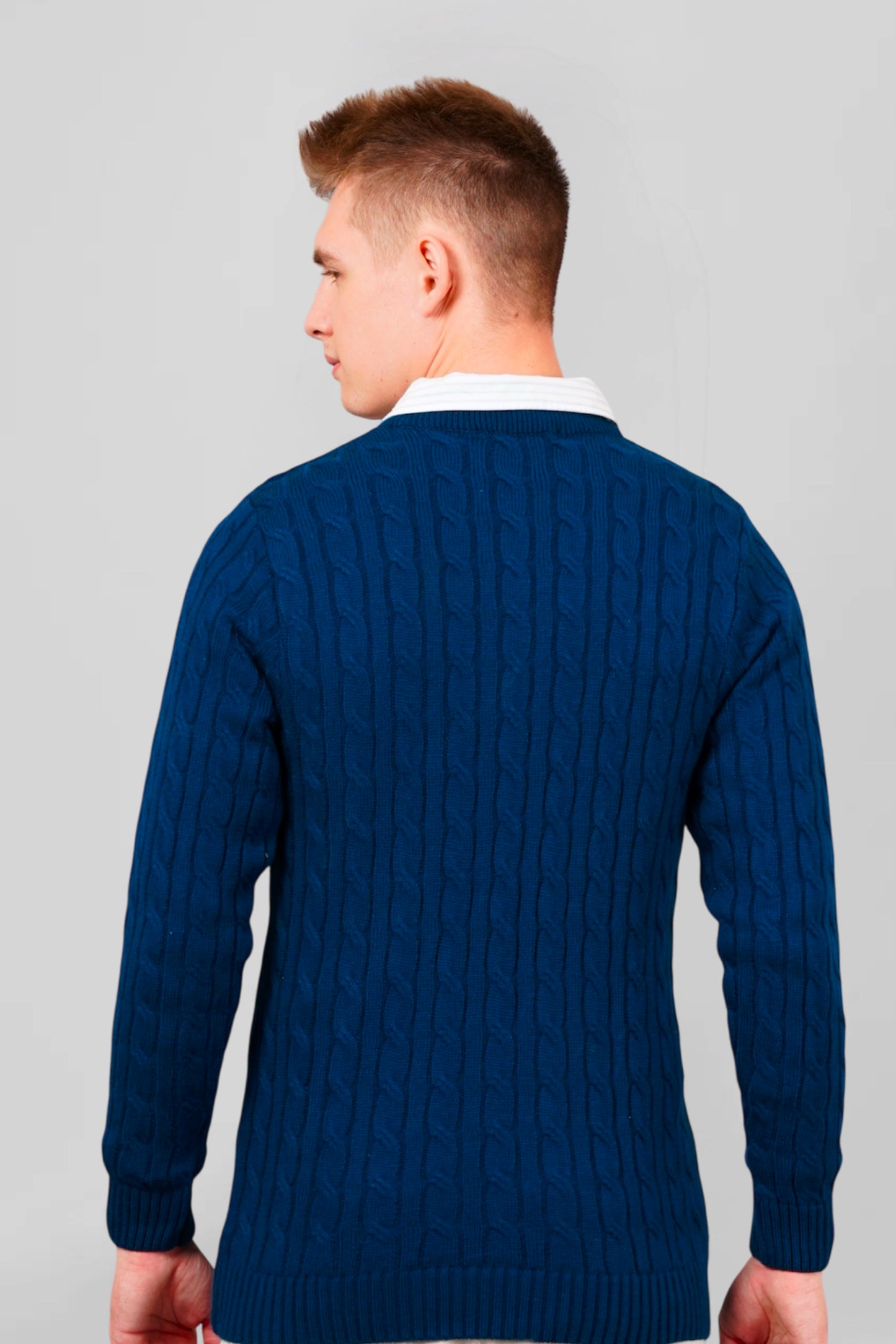 Fern Blue Cable-knit Pullover