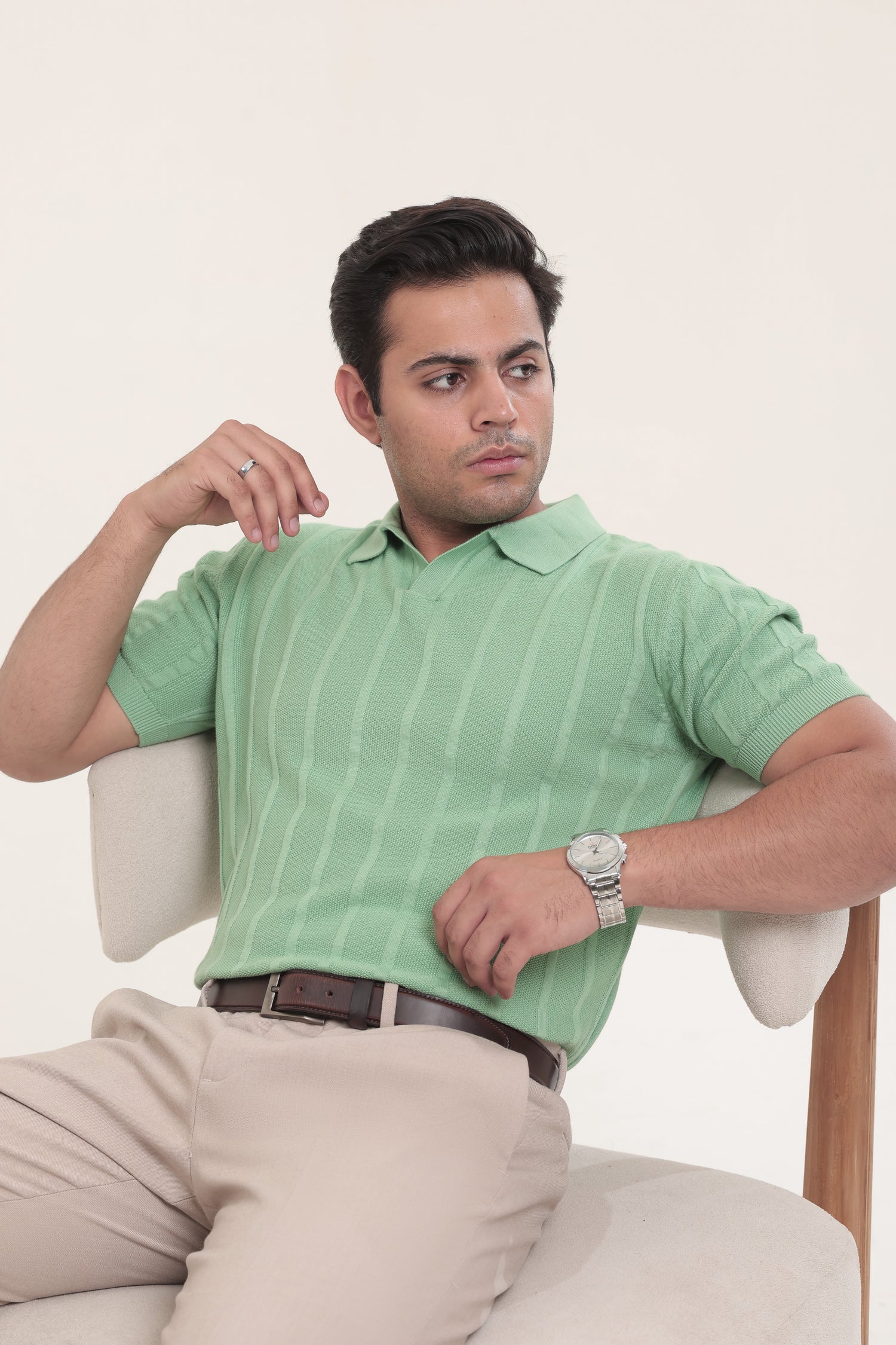 Mint Green Textured Polo