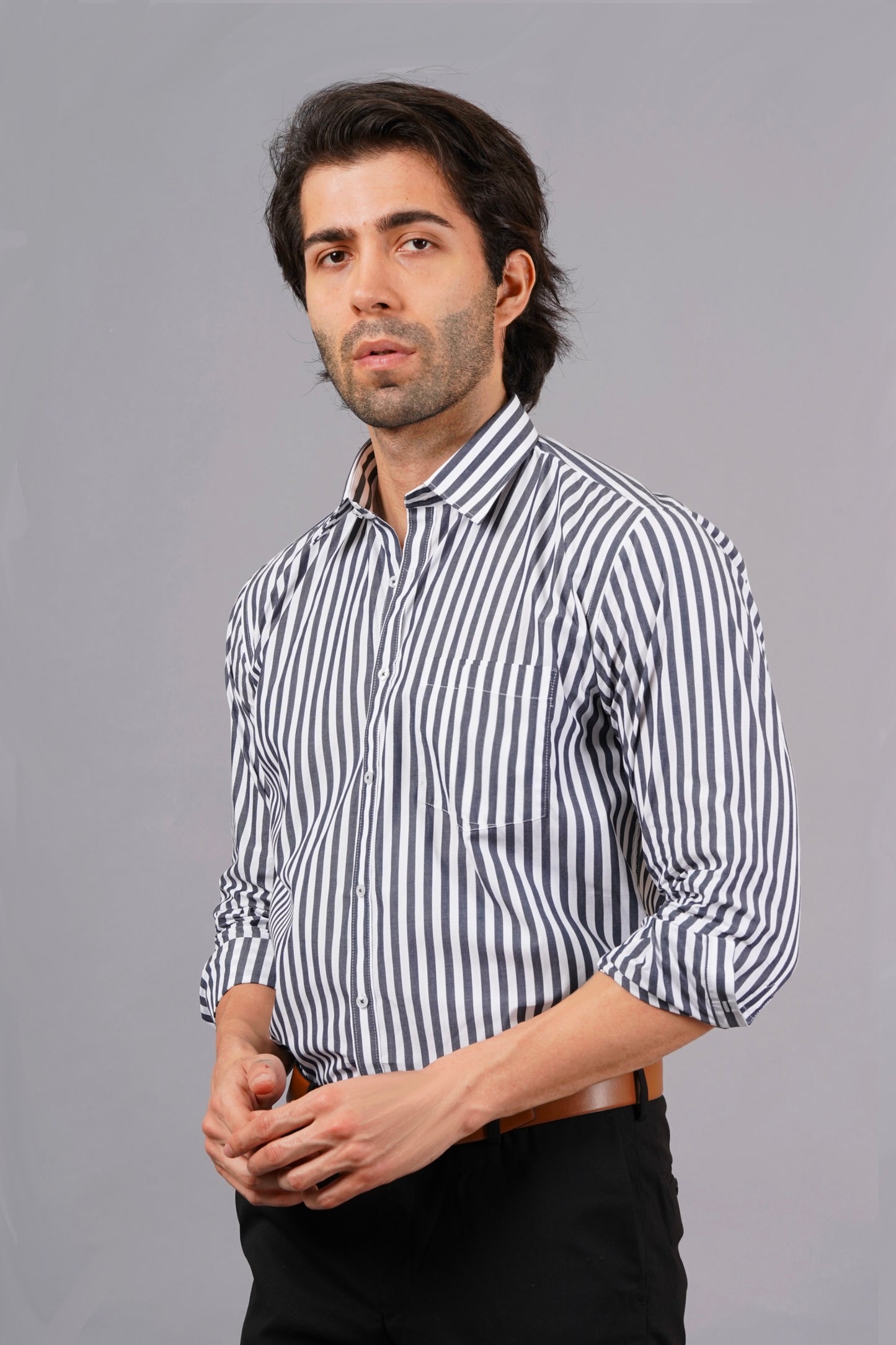 Black Vertical Stripped Shirt