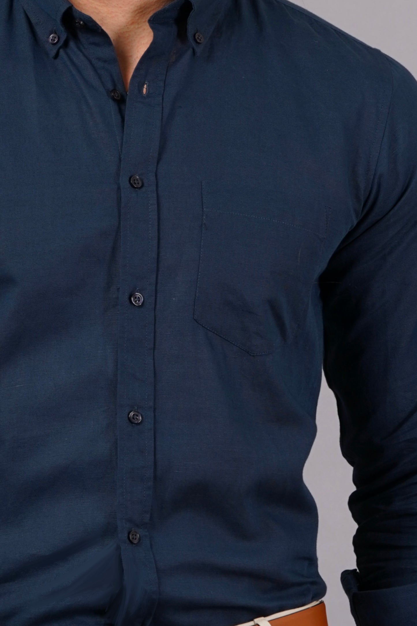 Twilight Navy Full Sleeves Linen Shirt