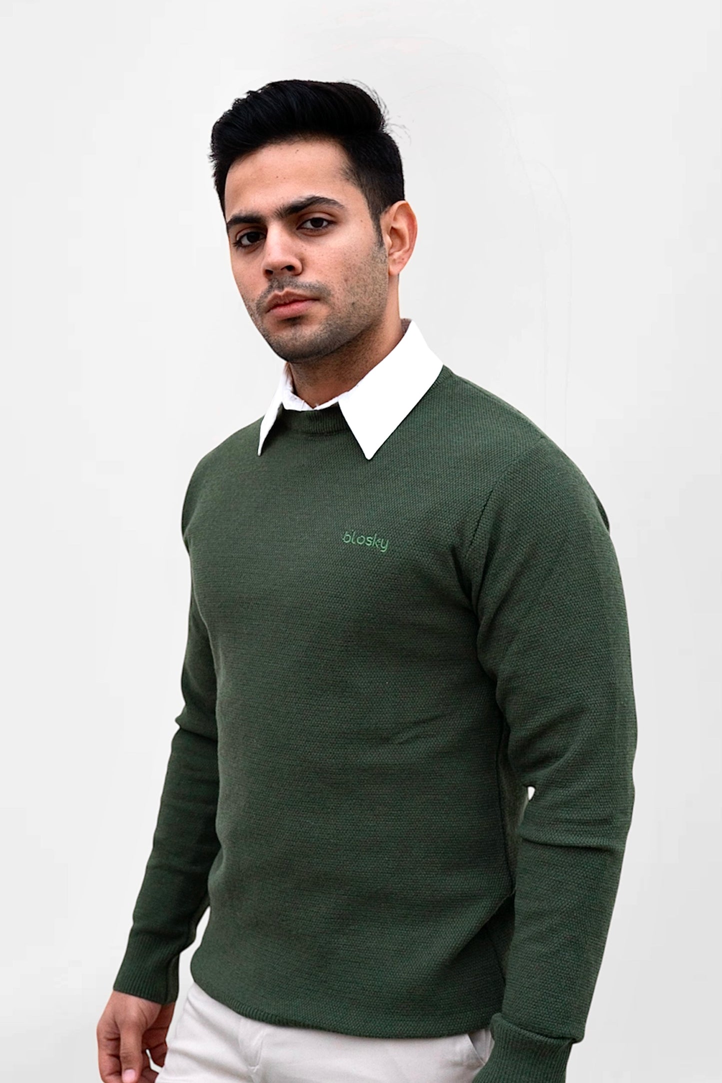 Basil Green Textured Pullover