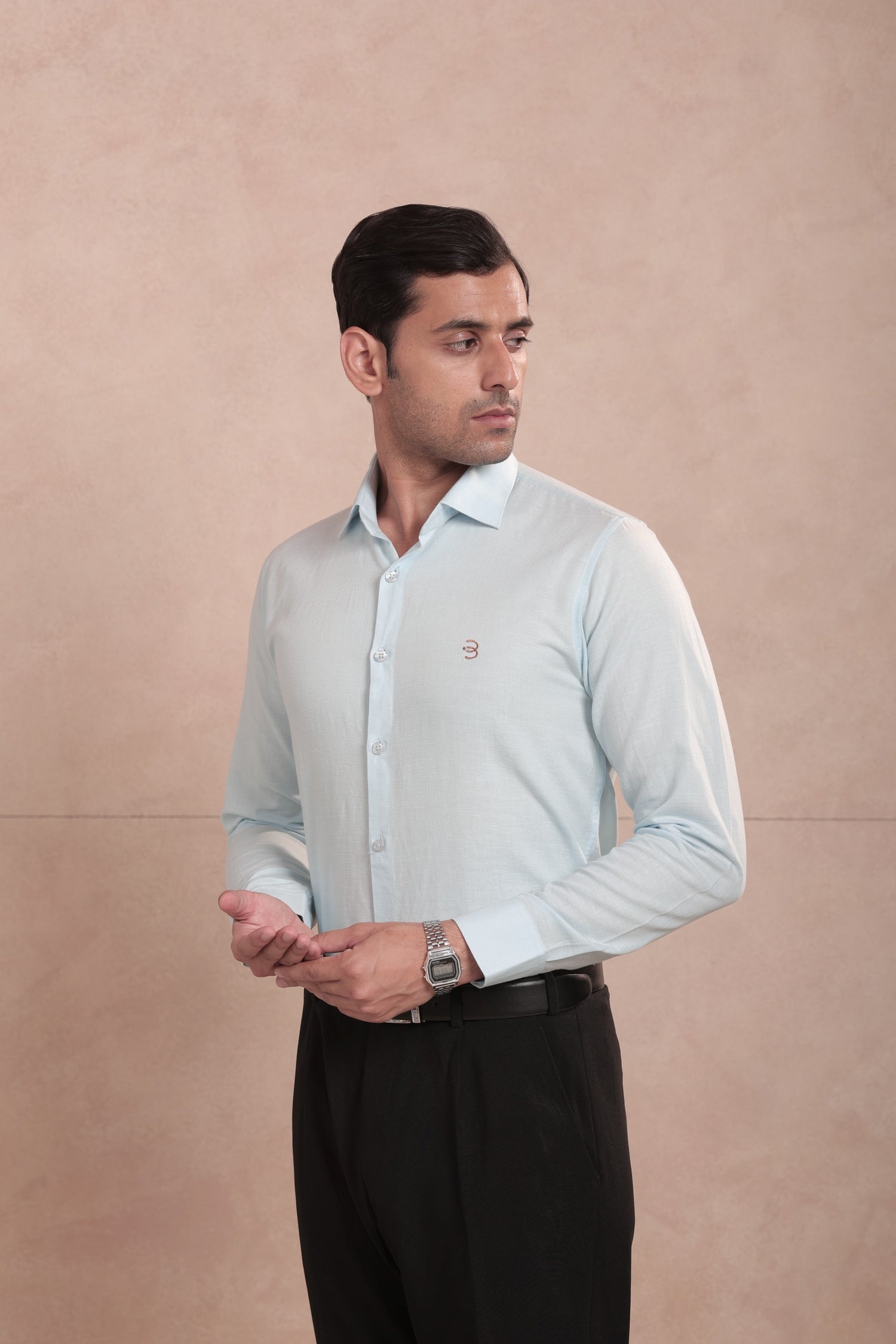 Powder Blue Full Sleeve Linen Shirt