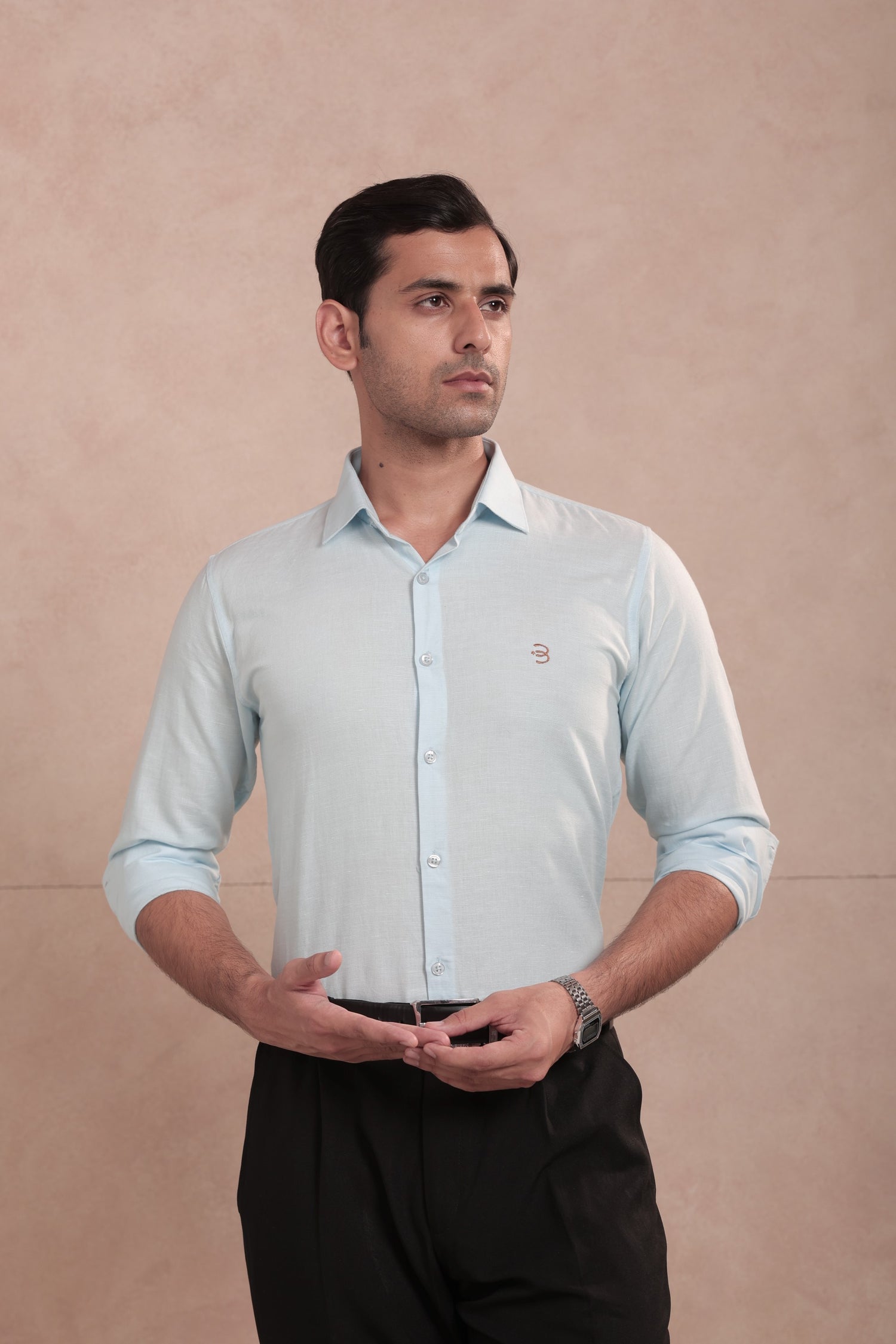 Powder Blue Full Sleeve Linen Shirt