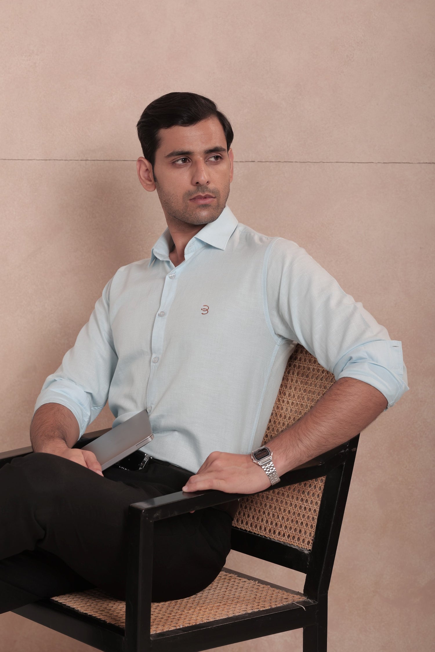 Powder Blue Full Sleeve Linen Shirt
