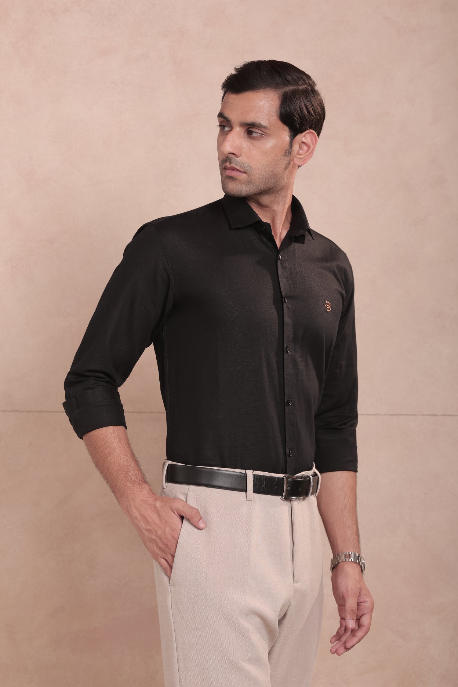 Midnight Black Full Sleeve Linen Shirt