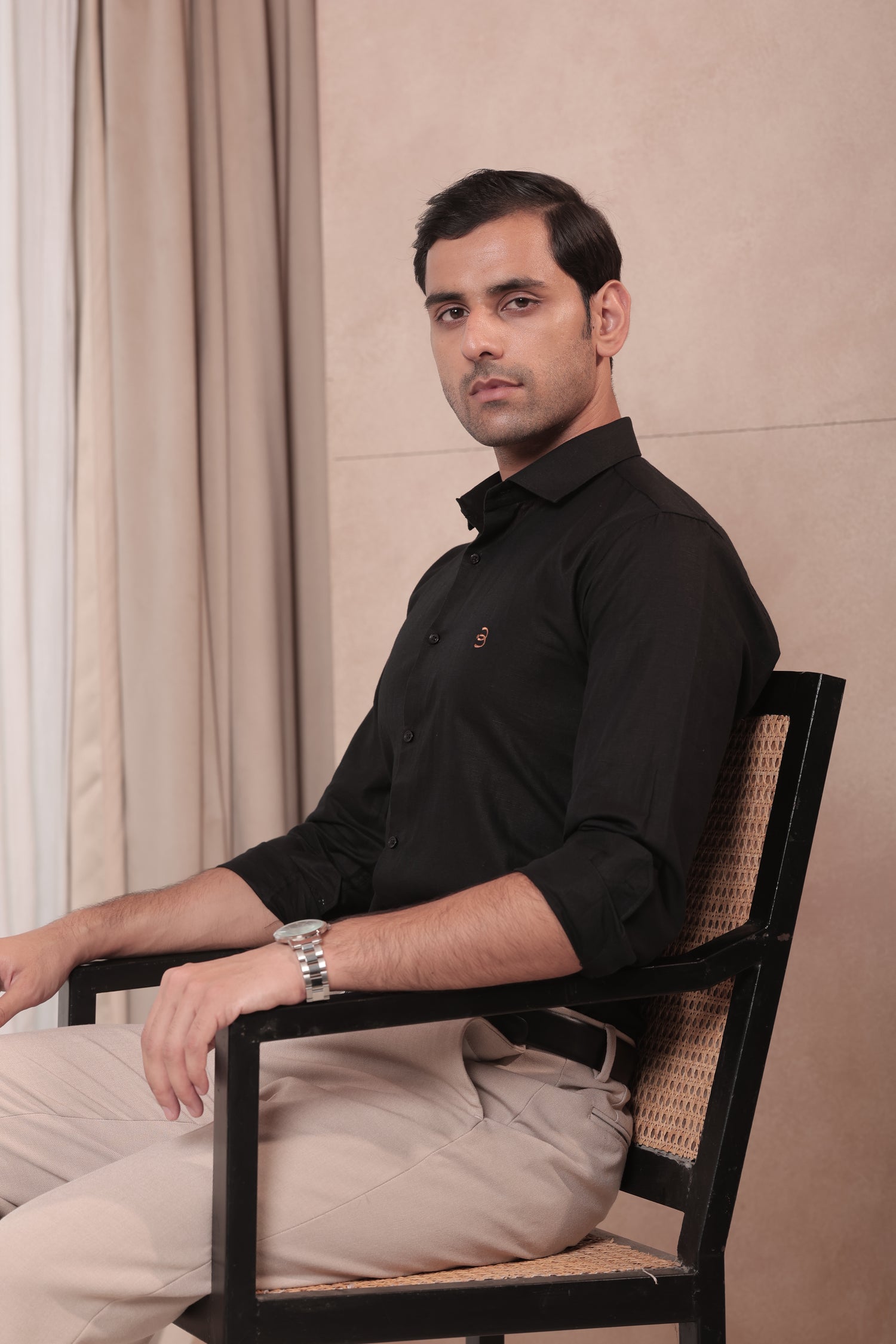 Midnight Black Full Sleeve Linen Shirt