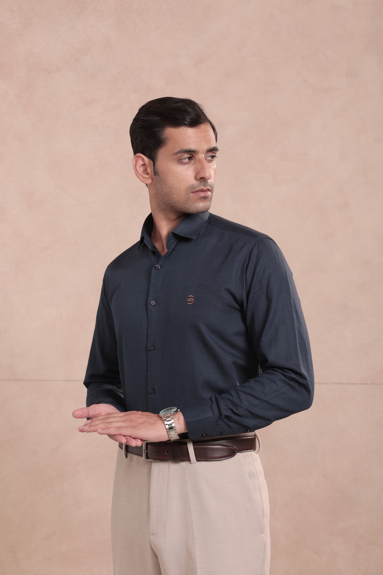 Twilight Navy Full Sleeve Linen Shirt