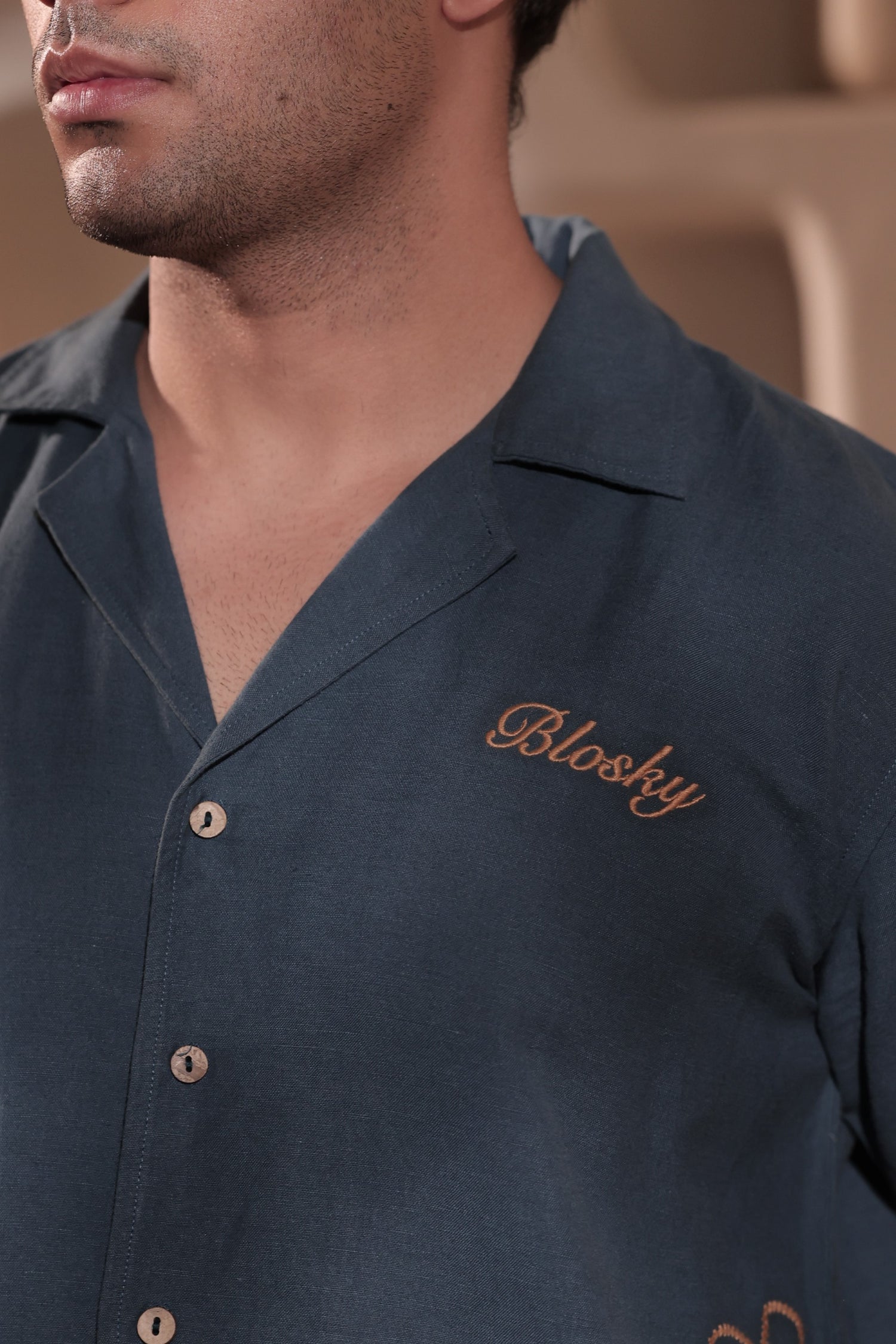 Sapphire Hemp Resort Shirt