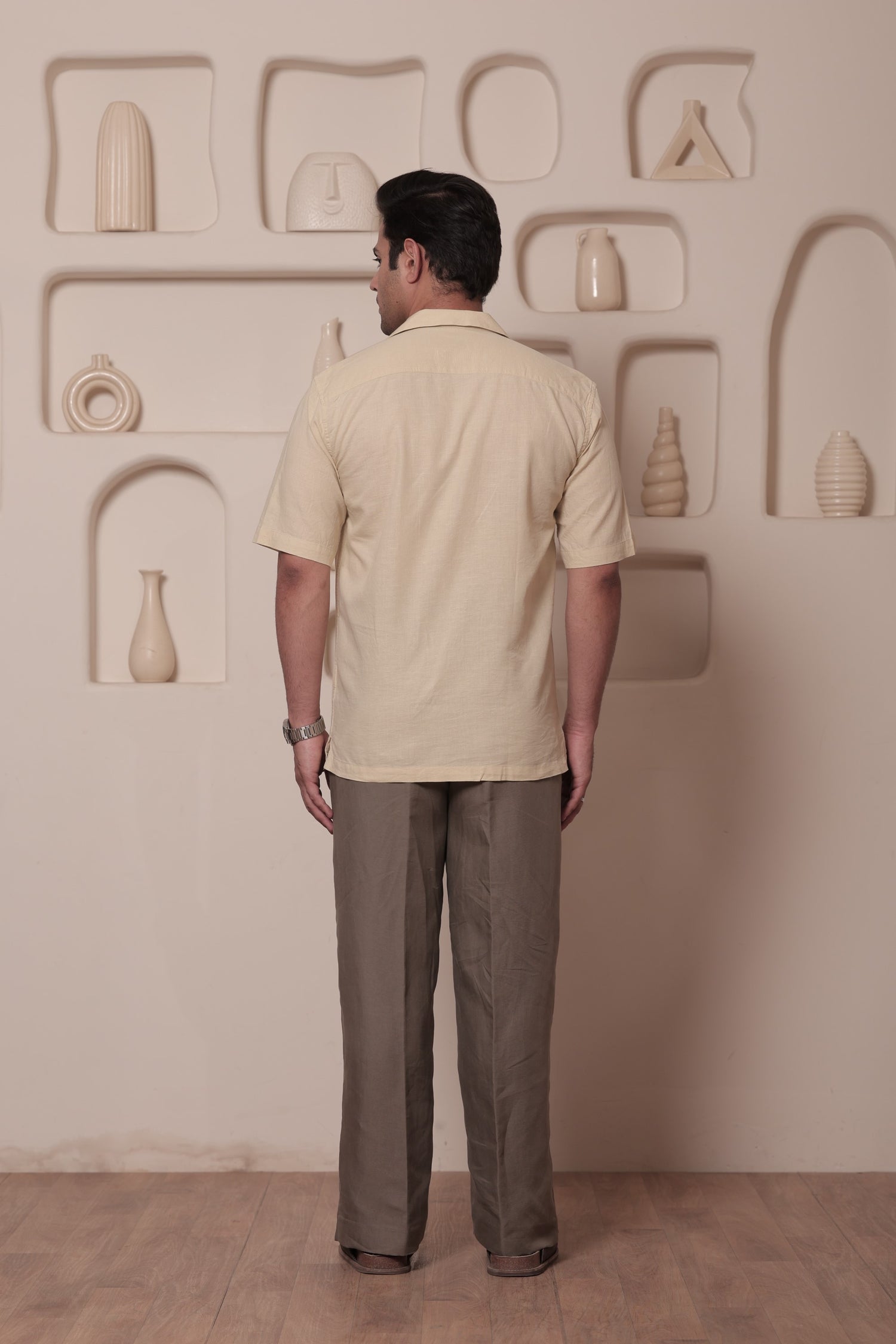 Flax Yellow Cuban collar Shirt