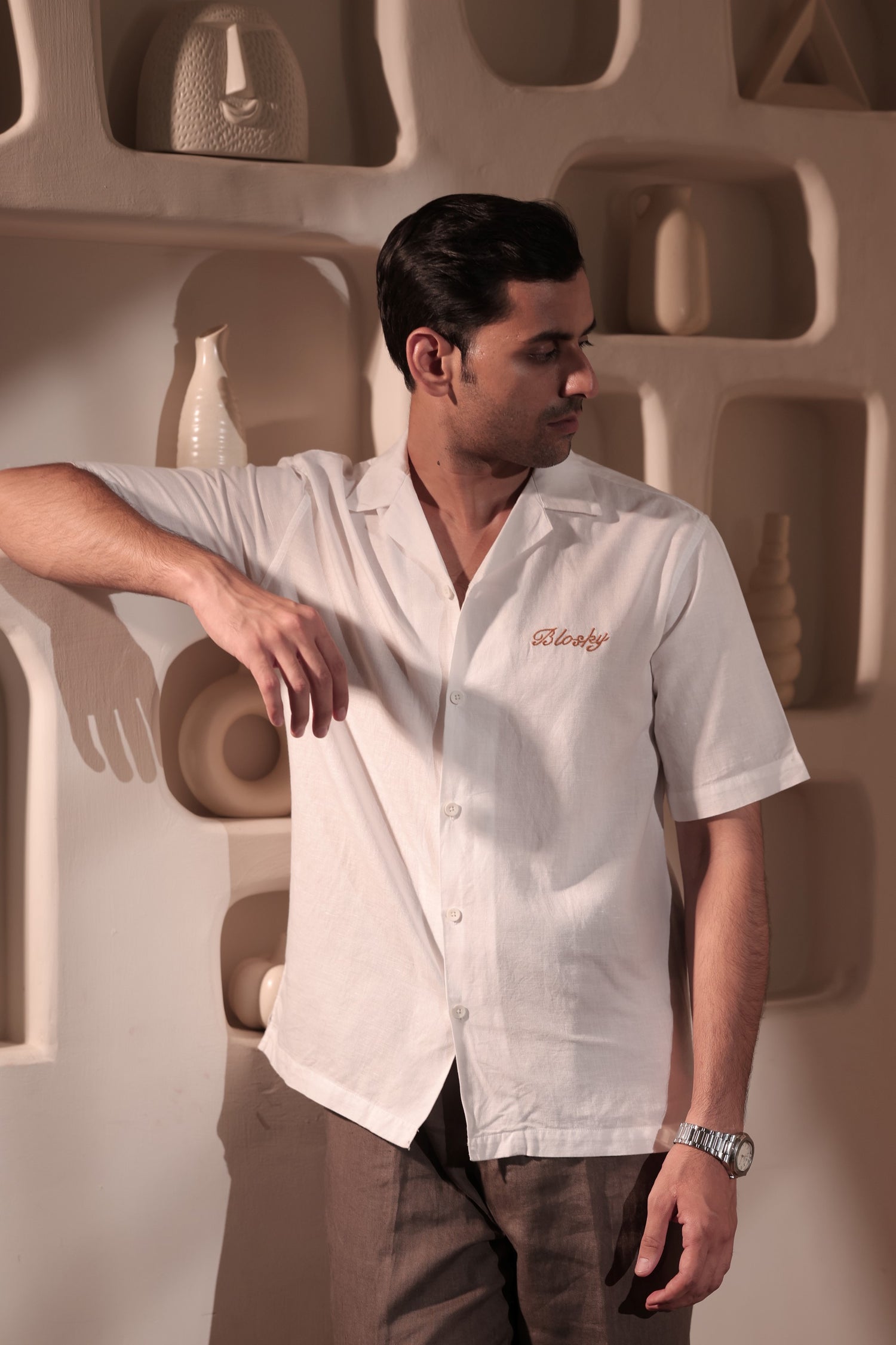 Ivory Cuban collar Shirt