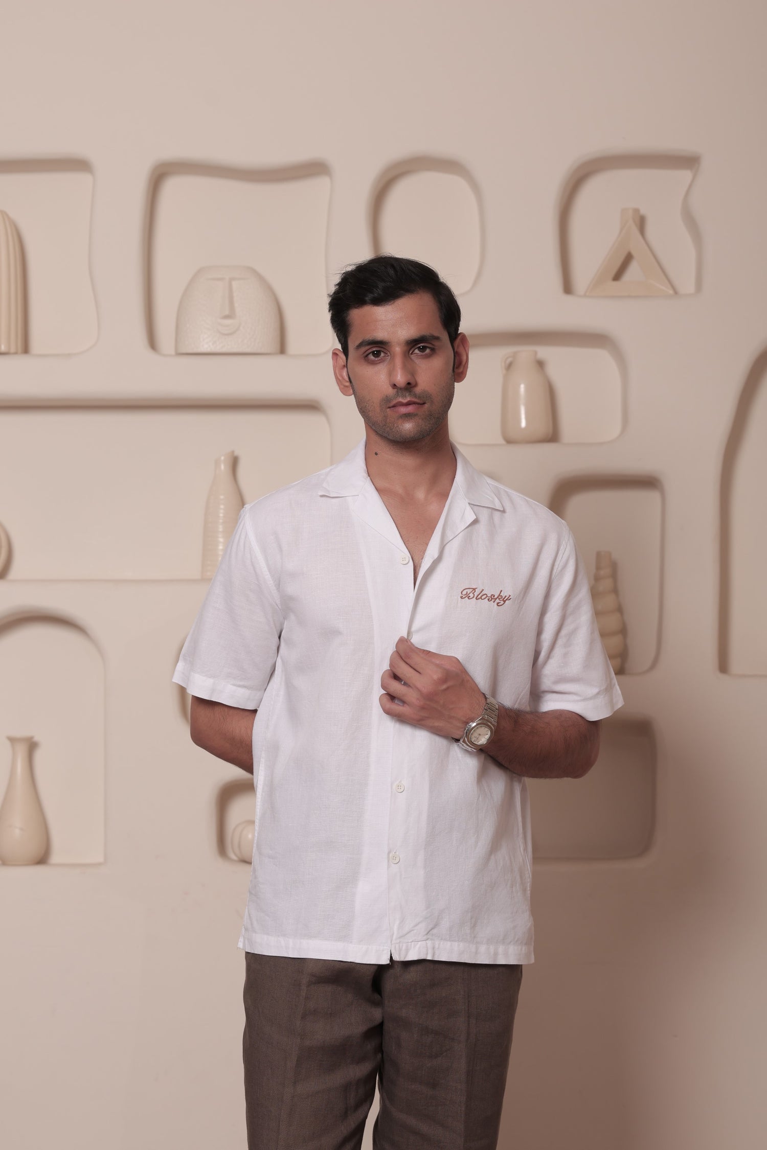 Ivory Cuban collar Shirt