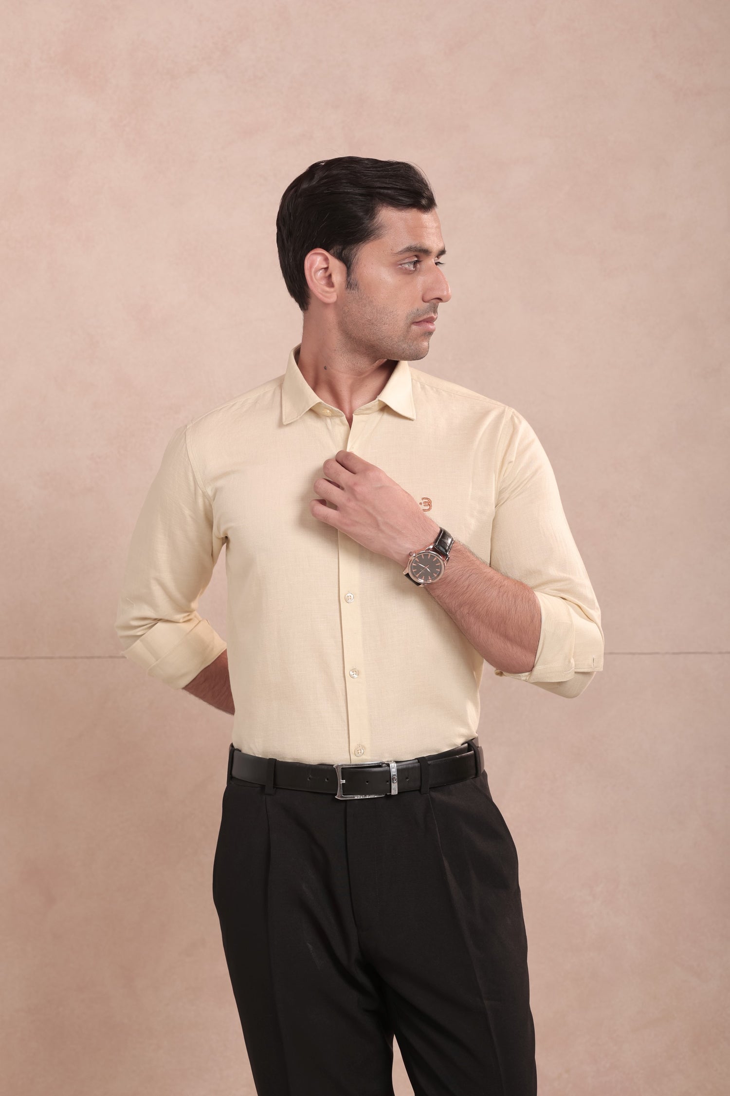Flax Yellow Full Sleeve Linen Shirt