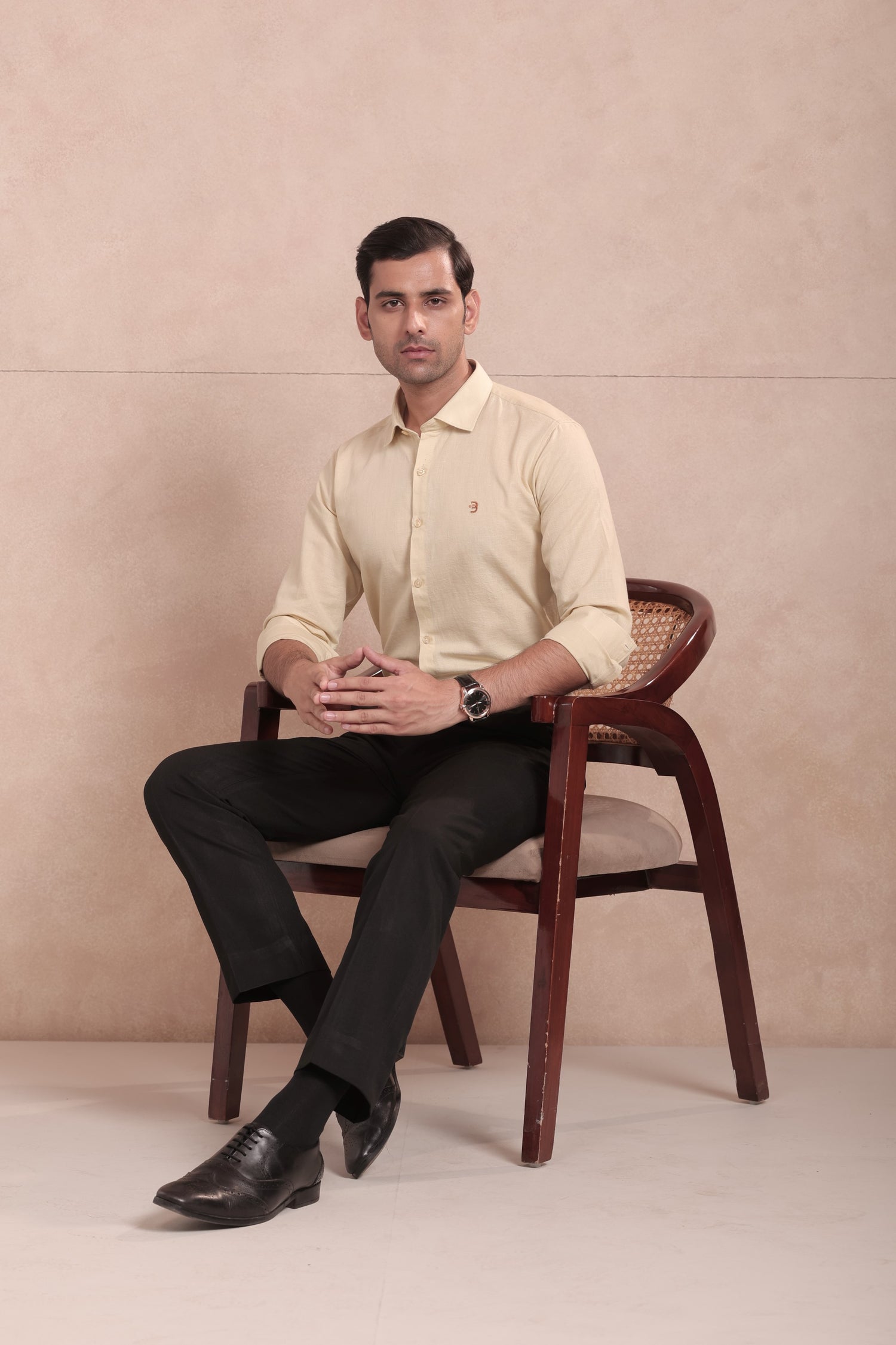 Flax Yellow Full Sleeve Linen Shirt