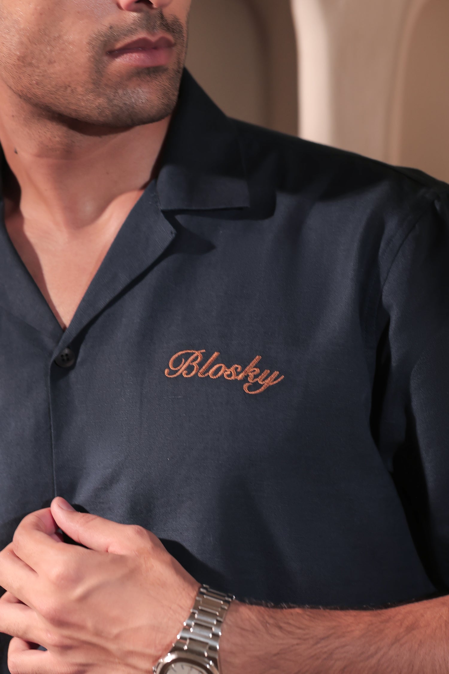Royal Blue Linen Shirt