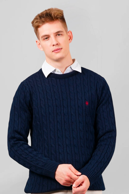 Aster Blue Cable-knit Pullover