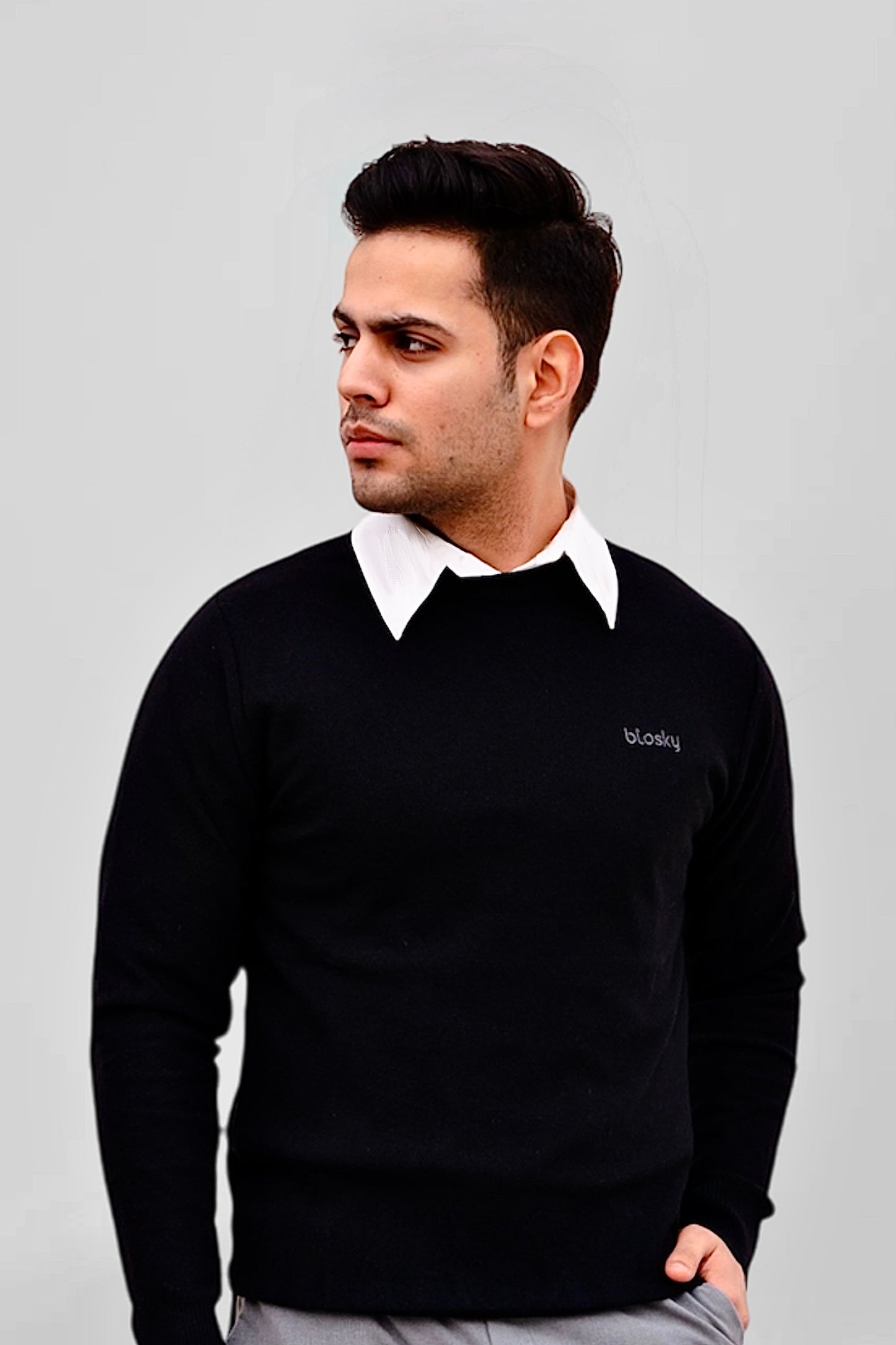 Black Truffle Textured  Pullover